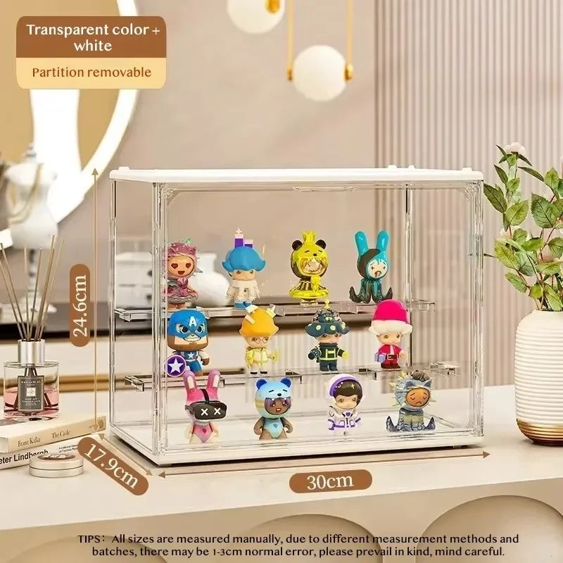 Large Capacity Dustproof Acrylic Display Case Blind Box Collectible Action Figure Mini Doll Desktop Storage Showcase Organizer