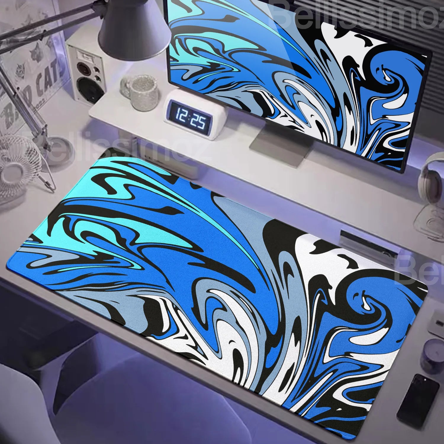 Strata Liquid Mousepad Large Gaming Keyboard Extended Pads Purple and Black Mouse Mat Topographic Mouse Pad PC cabinet Deskmat