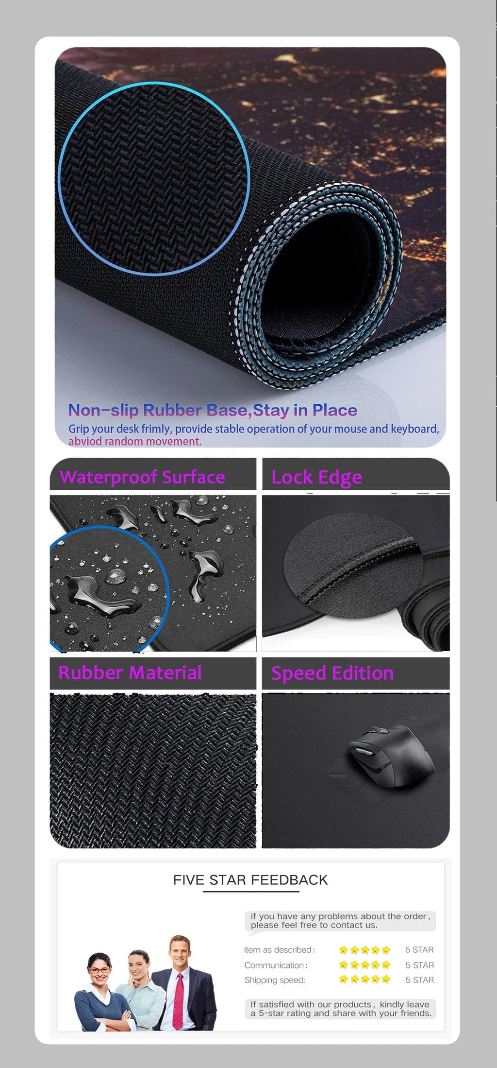 Japanese Anime Black Oni Mouse Pad Gamer Desk Mat 900x400 Non-Slip Rubber Large Playmat for Office Gaming Accessories for Gamer