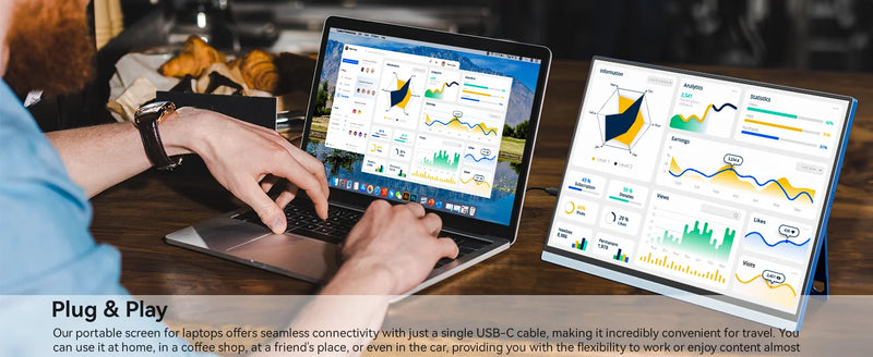 VEOUT 16inch Portable Monitor with USB-C 1920 * 1200P IPS, Freesync HDMI Gaming Monitor with Kickstand, Available in Four Colors