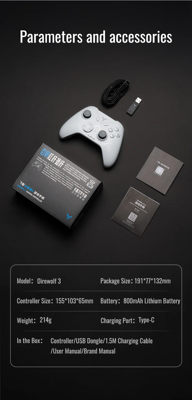 Flydigi Direwolf 3 Gamepad Wireless Bluetooth Gaming Controller Support NS PC TV iOS Android  Lever Joystick Game Handle