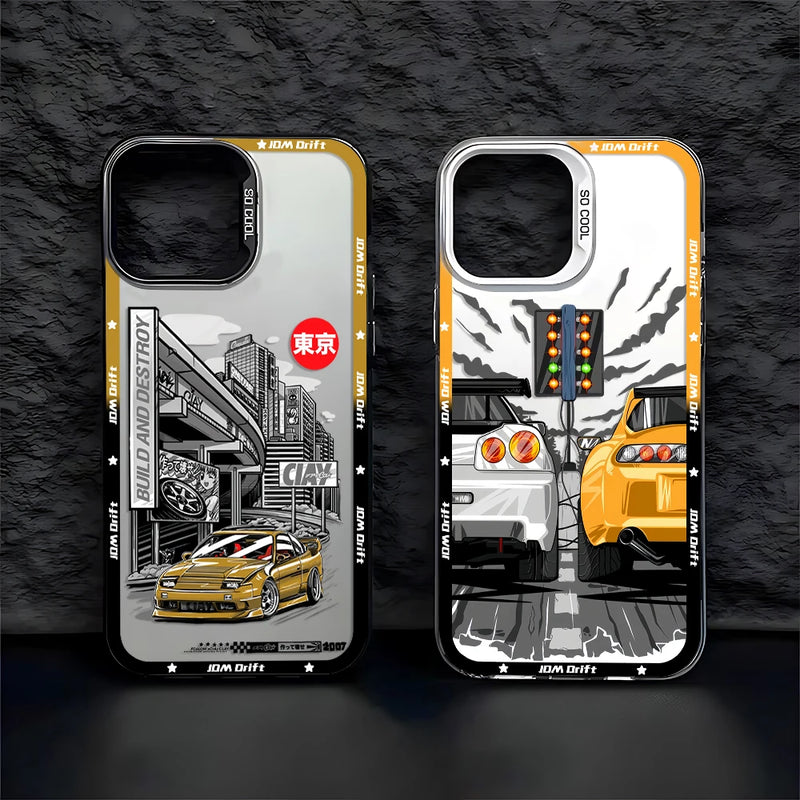 Tokyo Sports Racing JDM Drift Car Phone Case For iPhone 16 15 14 13 12 11 mini Pro Max X XR XSMAX 8 7 Plus Anti Fall Matte Cover