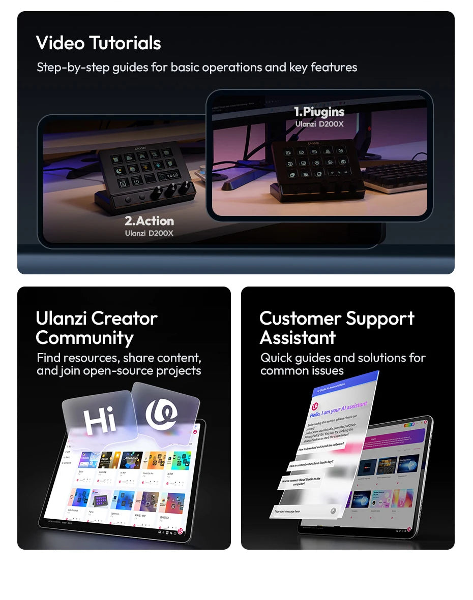 Ulanzi D200X All-in-One Creative Deck Studio Controller for Video/Photo Editing 8-in-1 Docking Station with Audio Jack 4K HDMI