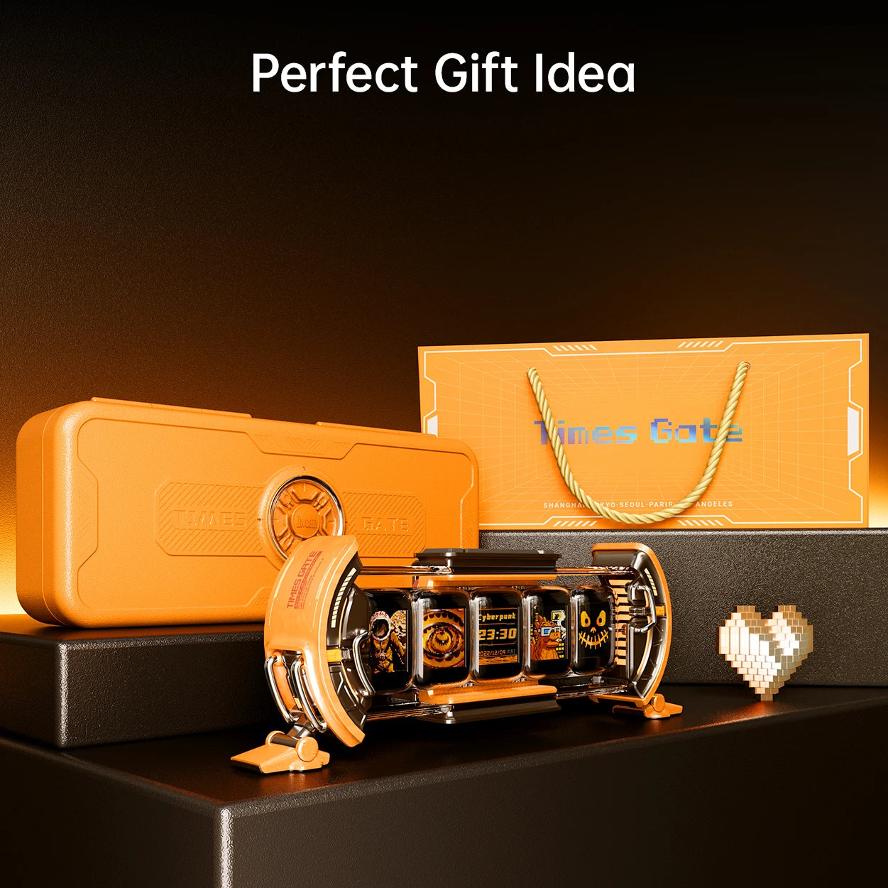 Divoom Times Gate Gaming Room Setup Digital Clock with Smart APP Control, WiFi Connect, RGB LED Display, Office Decor Cyberpunk