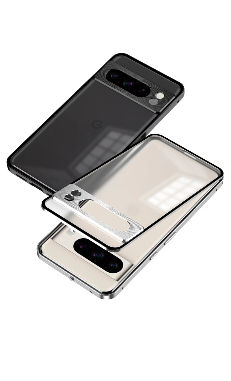 Aluminum Alloy Bumper Frame Magnet Closed Metal Matte Back Cover For Google Pixel 7 Pro 7A 8 Pro 8A Pixel 9 Pro XL Phone Cases