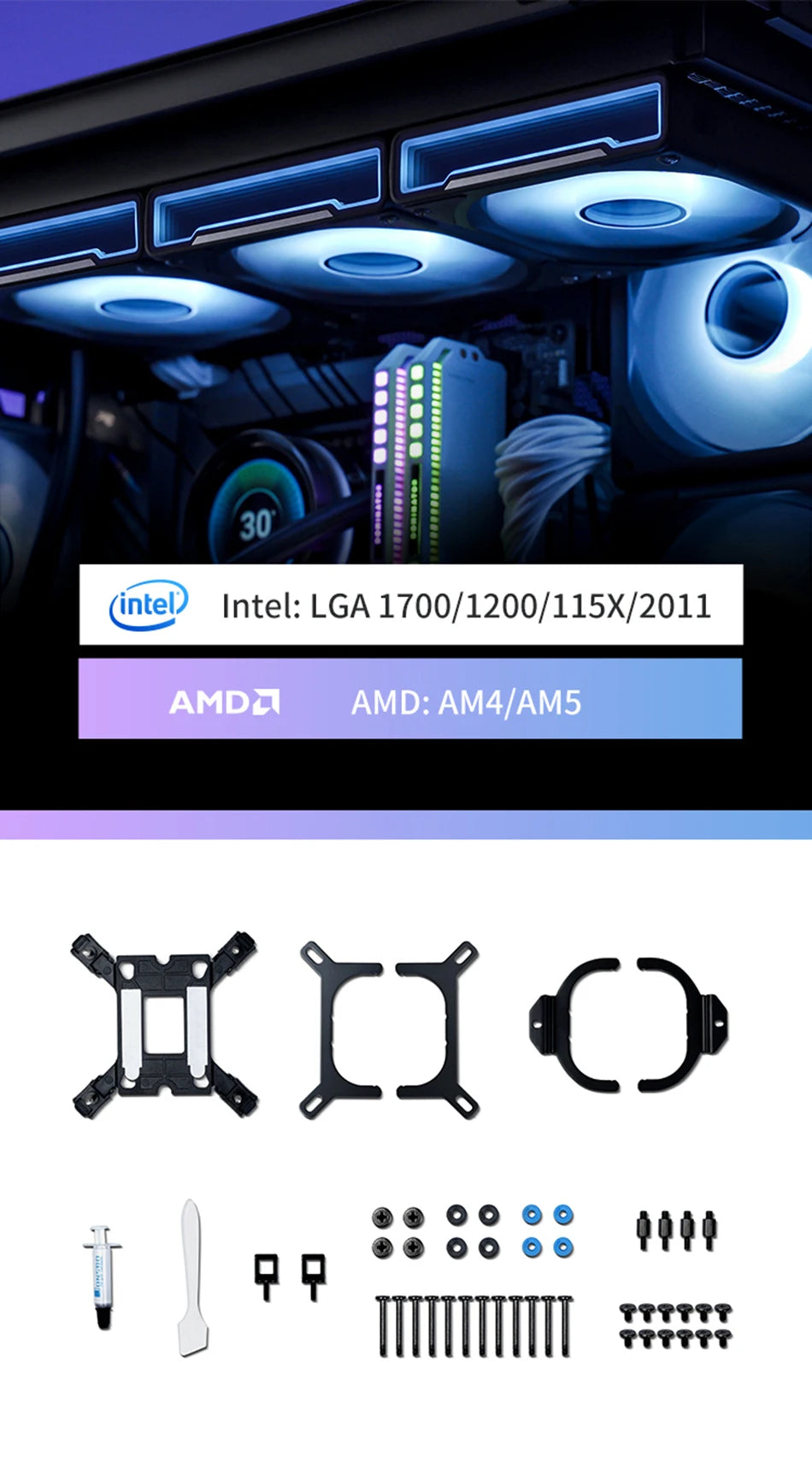 Jonsbo TF2-360SC Integrated Water-cooled Radiator ARGB IPS LCD Screen CPU All in one AIO CPU Liquid Cooling Intel 1700 115X AM5