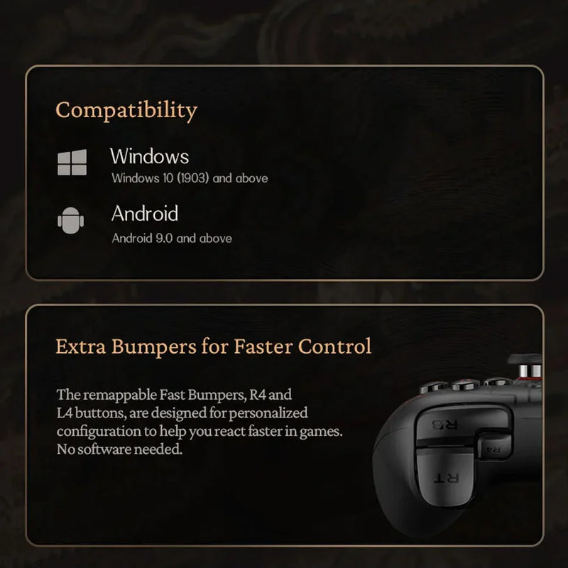 8BitDo Ultimate 2C Gamepads PC Black Myth Wukong Wireless or Wired Gaming Controller Windows 10 11 Steam Raspberry Pi Android