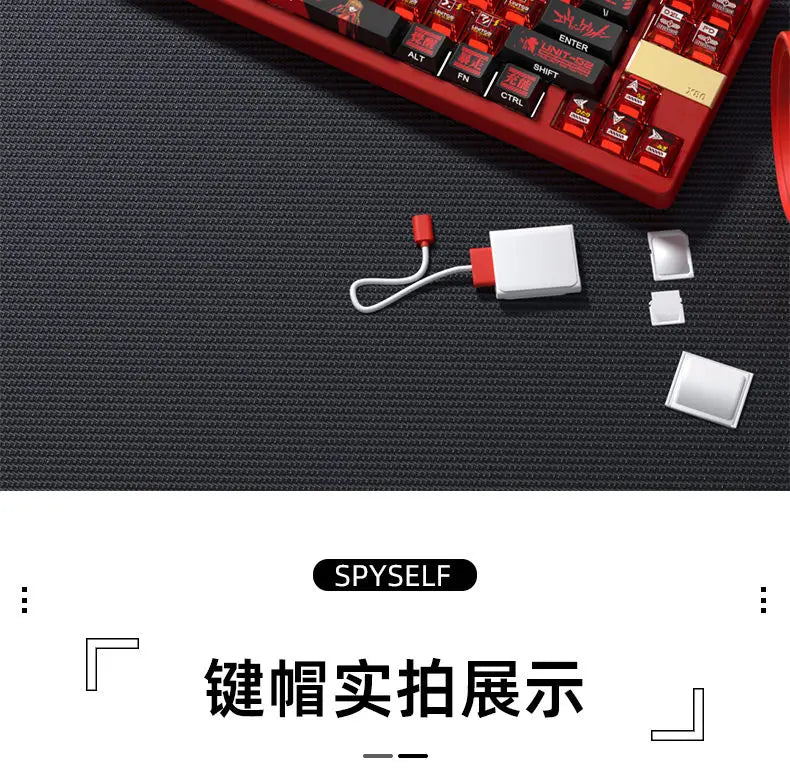 Anime Keycap Set PBT Five-sided Sublimation Ergonomic Original Height Asuka Langley Soryu Mechanical Keyboard Translucent Keycap