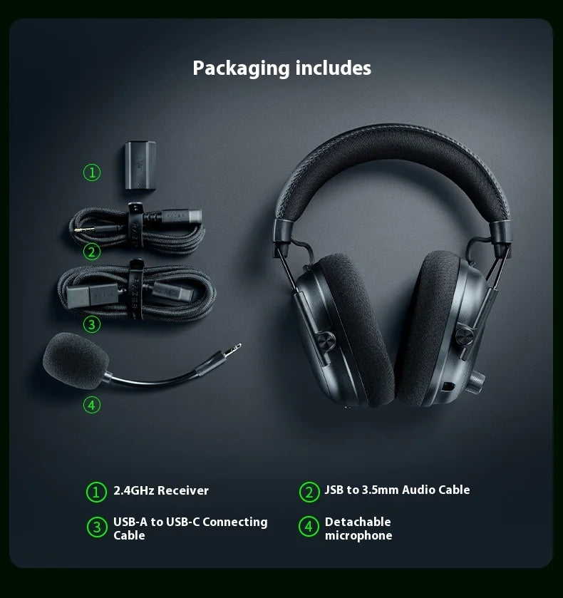 Razer Blackshark V3 PRO Headphones Wireless Tri-mode Professional Esports Gaming Earphones with Mic Noise Reduction Headsets