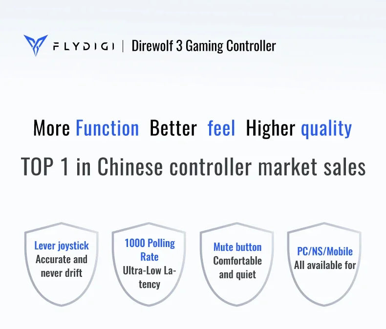 Flydigi Direwolf 3 Gamepad Wireless Bluetooth Gaming Controller Support NS PC TV iOS Android  Lever Joystick Game Handle