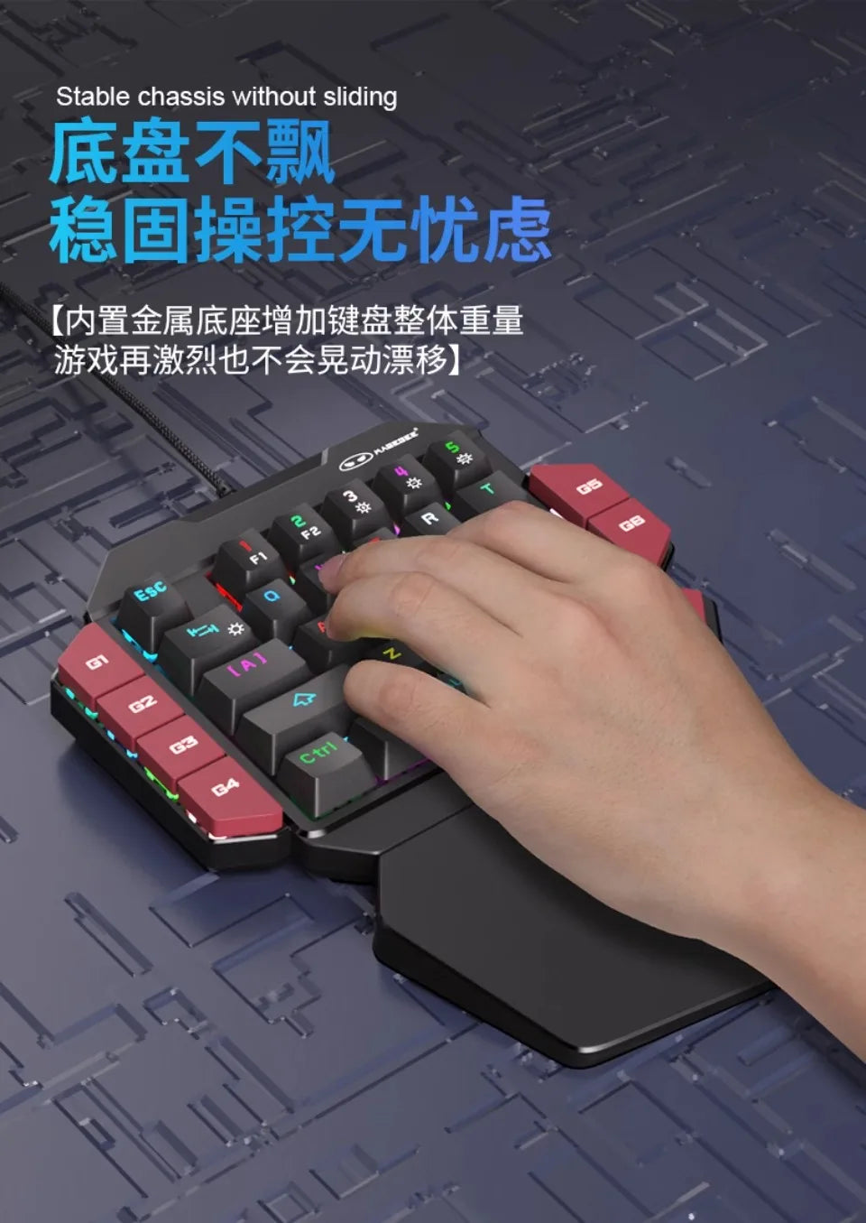 MiFuny Professional FPS Gaming Wired Mechanical One-Handed Keyboard and Mouse Set with RGB Backlit for PUBG CSGO Keyboard Kit