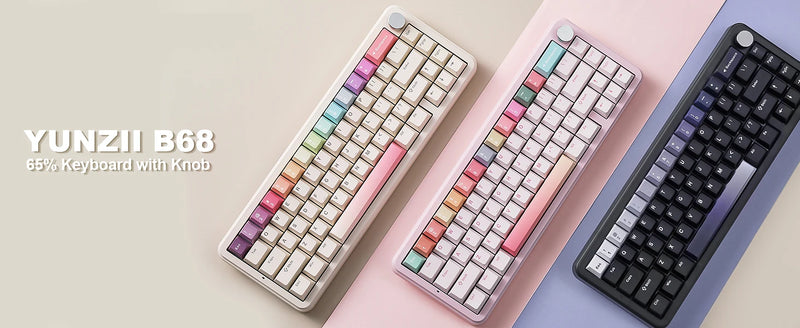 YUNZII B68 Wireless Mechanical Gaming Keyboard, Tri-Mode Hot Swappable Cute Gasket Mounted Creamy Keyboard for Win/Mac,