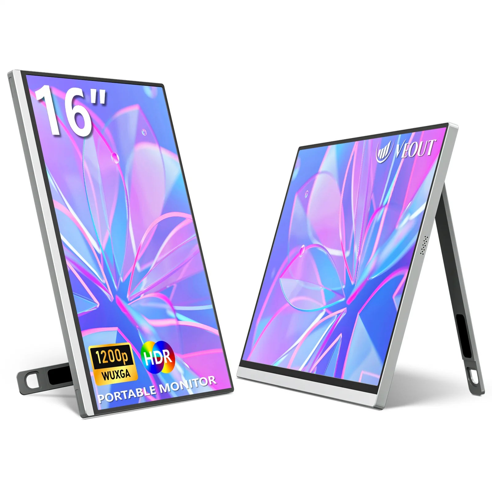 16" VEOUT Portable Monitor 1920 * 1200P IPS 16:10 Laptop Monitor with USB-C, Freesync HDMI Gaming Monitor Featuring a Kickstand