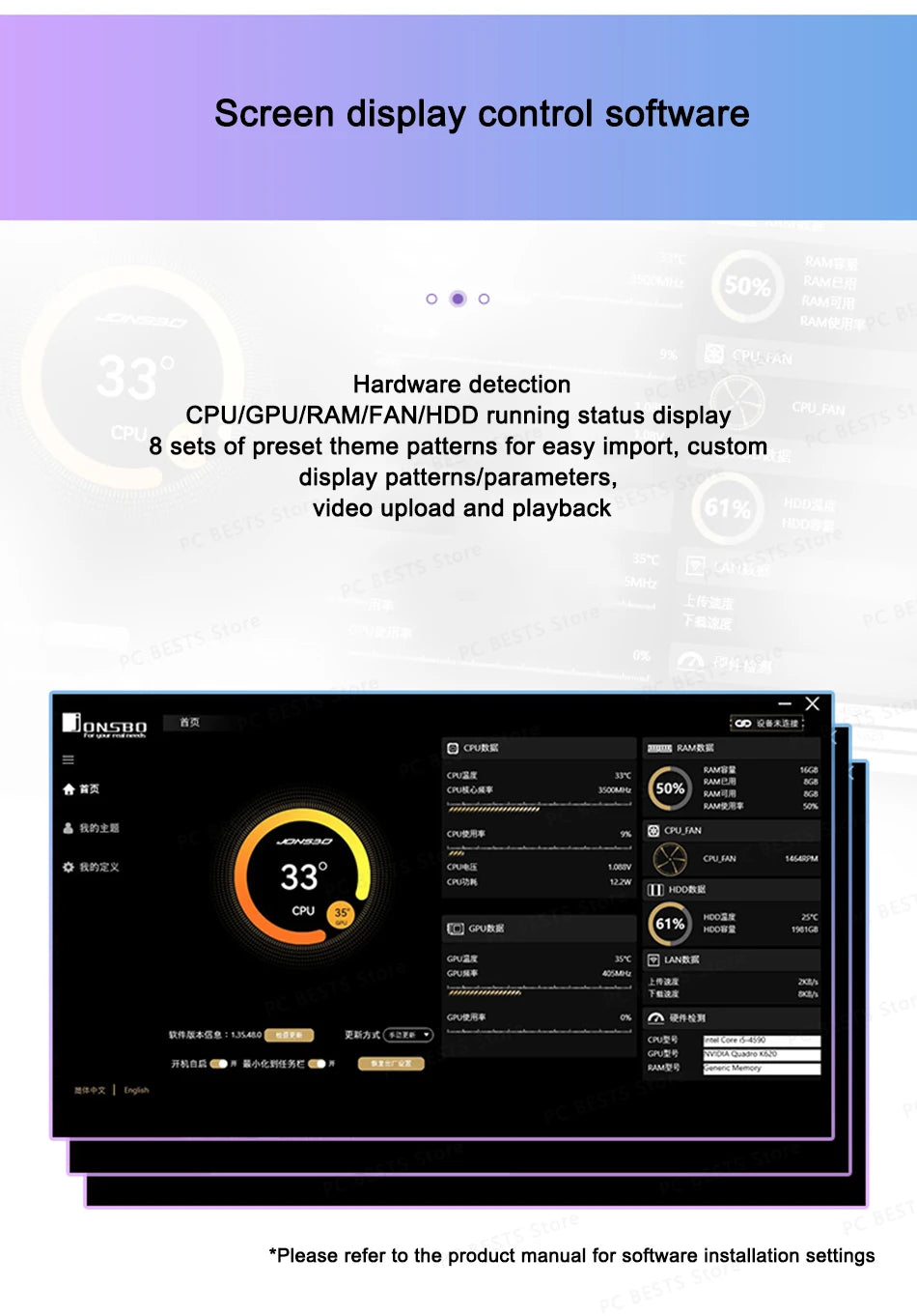 Jonsbo TF2-360SC Integrated Water-cooled Radiator ARGB IPS LCD Screen CPU All in one AIO CPU Liquid Cooling Intel 1700 115X AM5