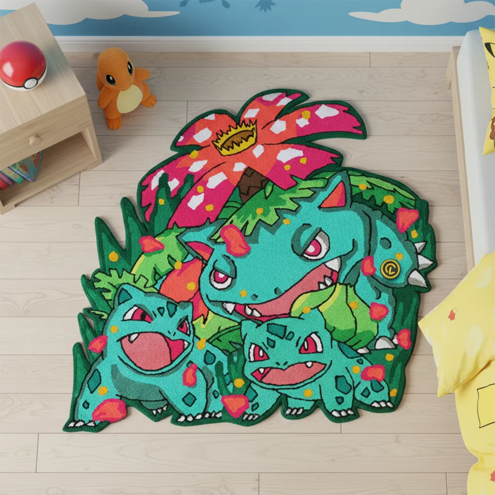Area Rug  Anime Pikachu Charizard Squirtle Bulbasaur Gengar Mewtwo Pokémon Super Cool Handmade Printed Carpet for Home Decor