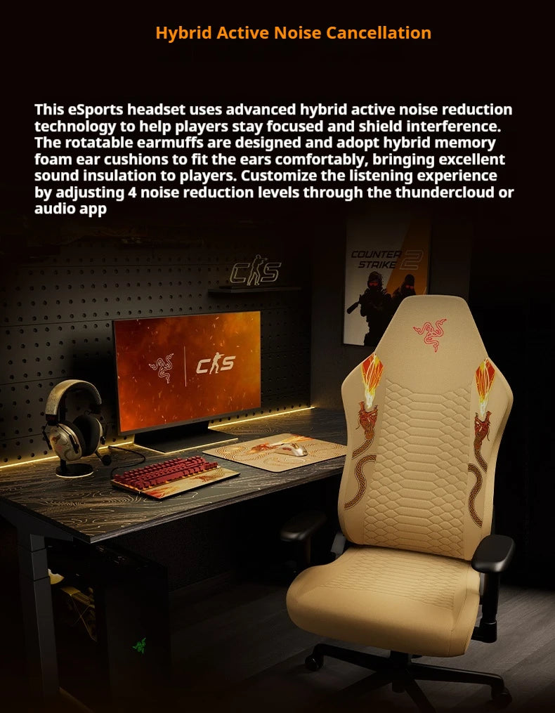 Razer BlackShark V3 Pro&CS2 Co-Branded Bluetooth Wireless Gaming Headphone Active Noise Cancellation with Detachable Microphone