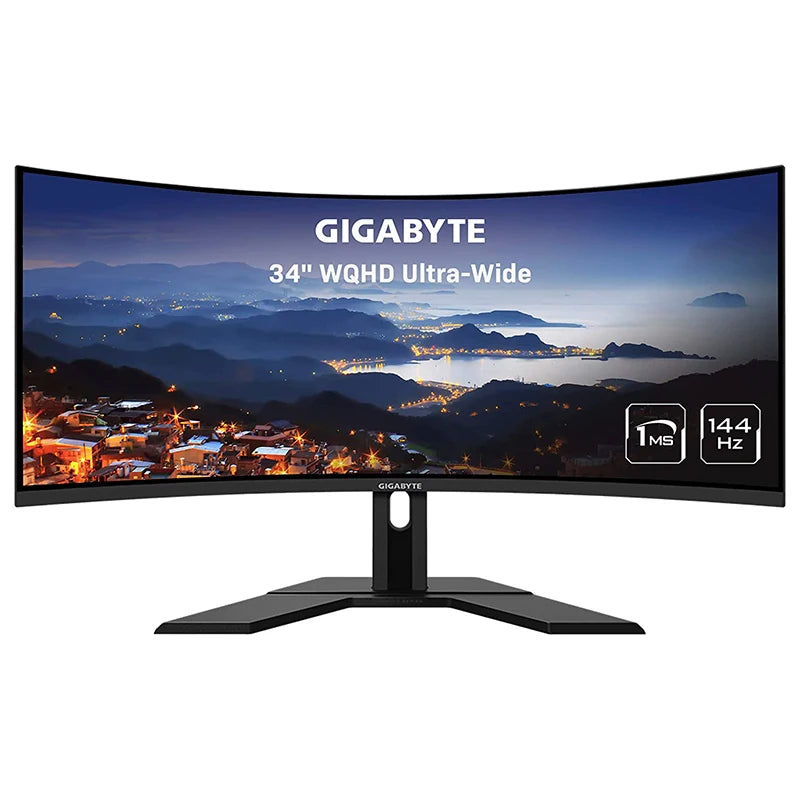 GIGABYTE G34WQC a 34" Inch 144Hz 1ms 3440 X 1440 VA 1500R Display 90% DCI-P3 VESA Display HDR400 Curved Used Gaming Monitor