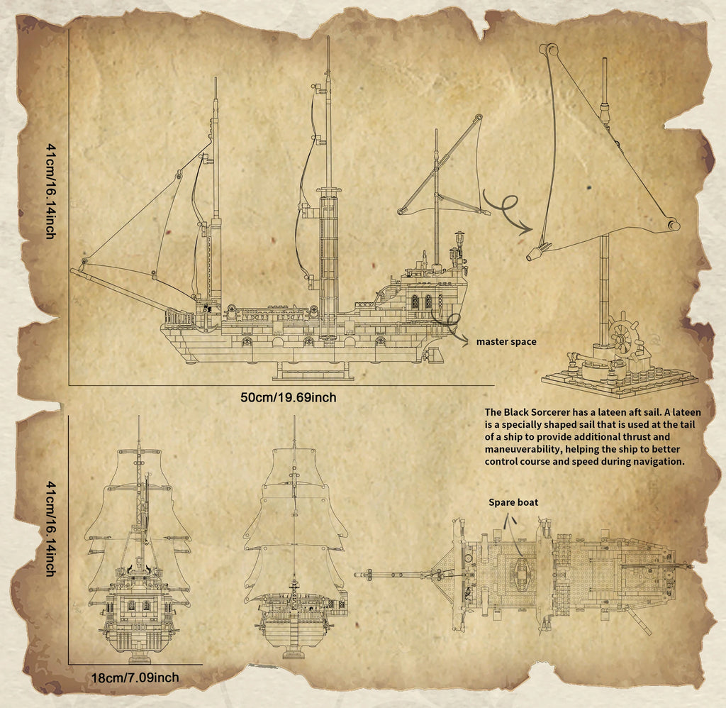 Black Pirate Ship Building Blocks Skeleton Ghost Boat Model Assembly Bricks Toys Desktop Decoration Kid Birthday Boy Adult Gifts