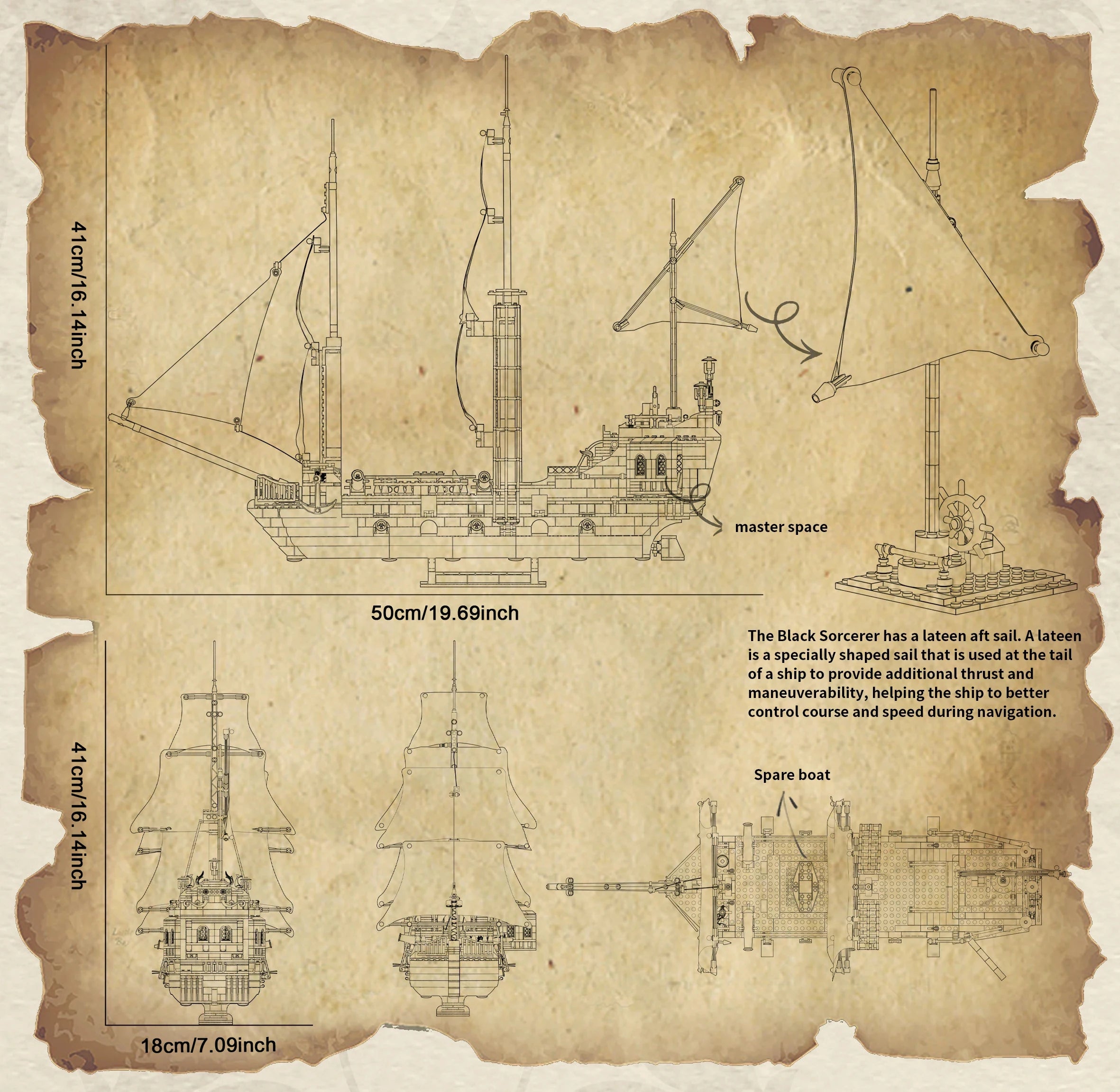 Black Pirate Ship Building Blocks Skeleton Ghost Boat Model Assembly Bricks Toys Desktop Decoration Kid Birthday Boy Adult Gifts