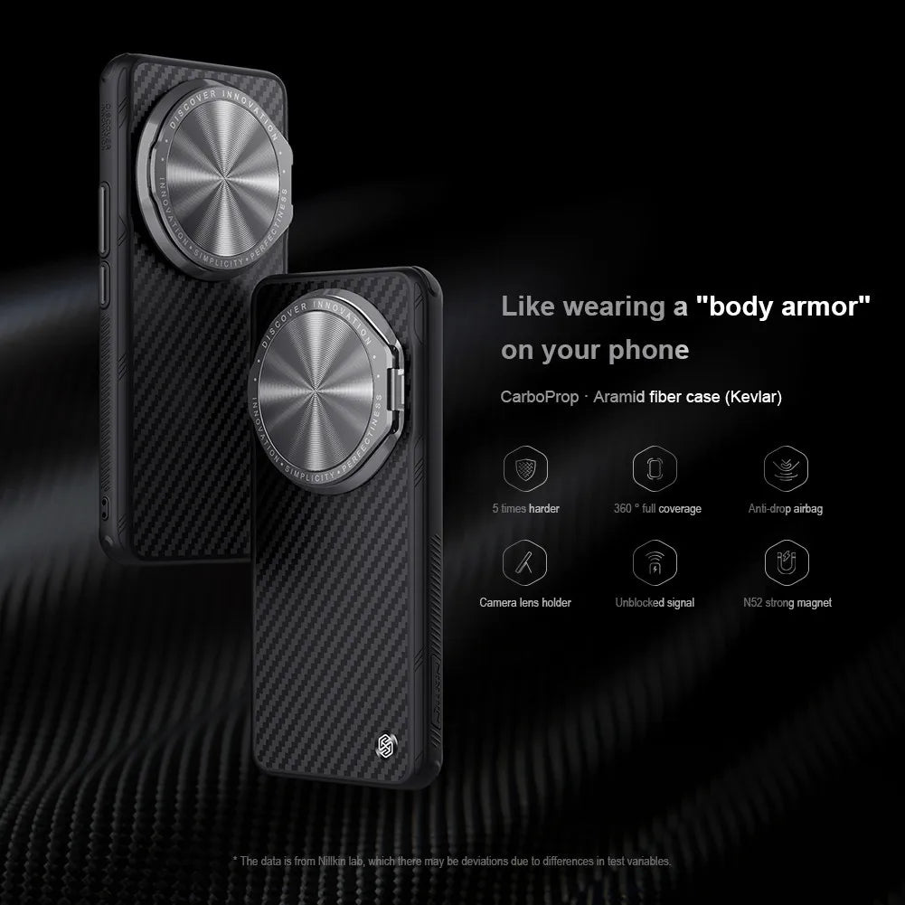 Nillkin For Xiaomi 14 15 Ultra Case CarboProp Aramid Fiber Magnetic Kevlar Aluminium Alloy Camera Lens Stand Cover