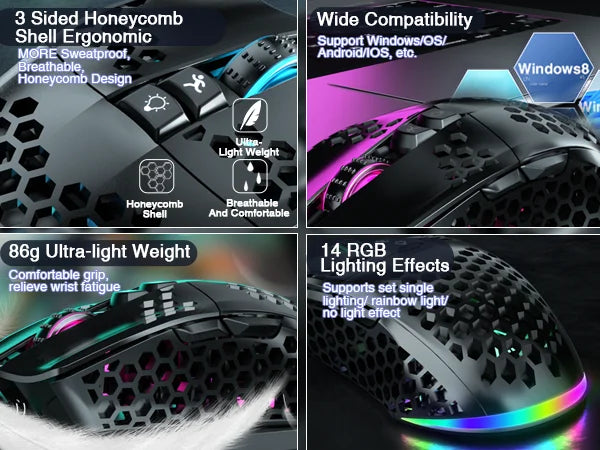 SM600 3-Mode Connection Wireless Gaming Mouse Ergonomic Design Rechargeable Mice Macro Software Zero Latency