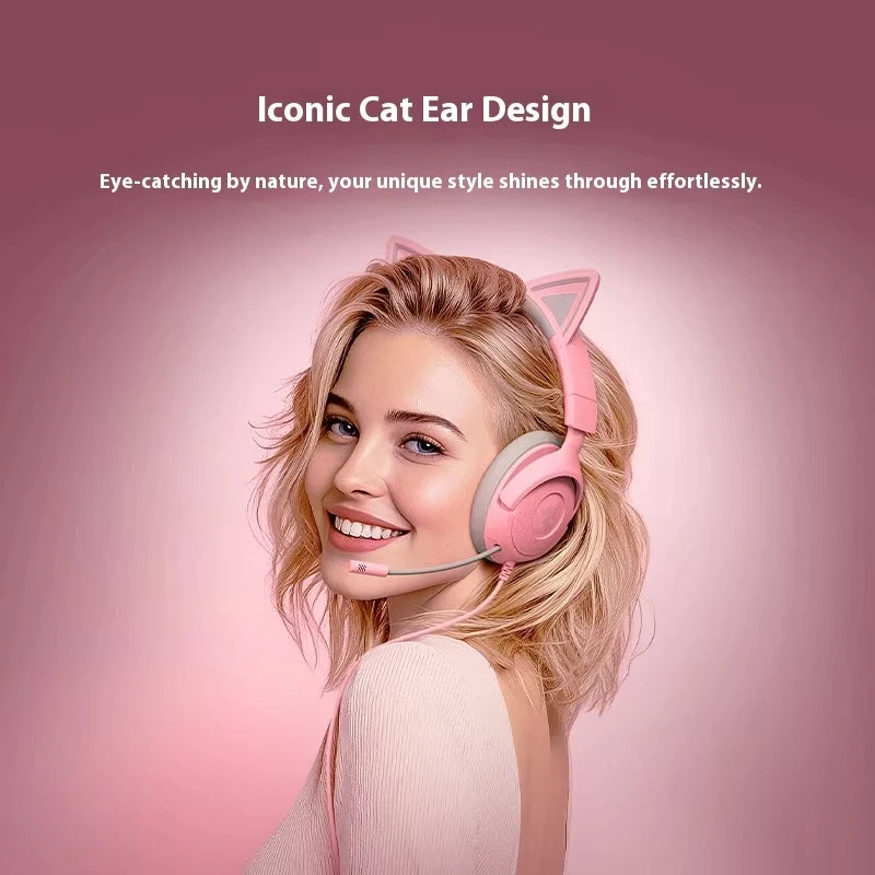 Razer Kraken Kitty V3 X Wired Headphones With Mic Head Mounted Esports Gaming Earphone Triforce Lightweight Headsets PC Laptop