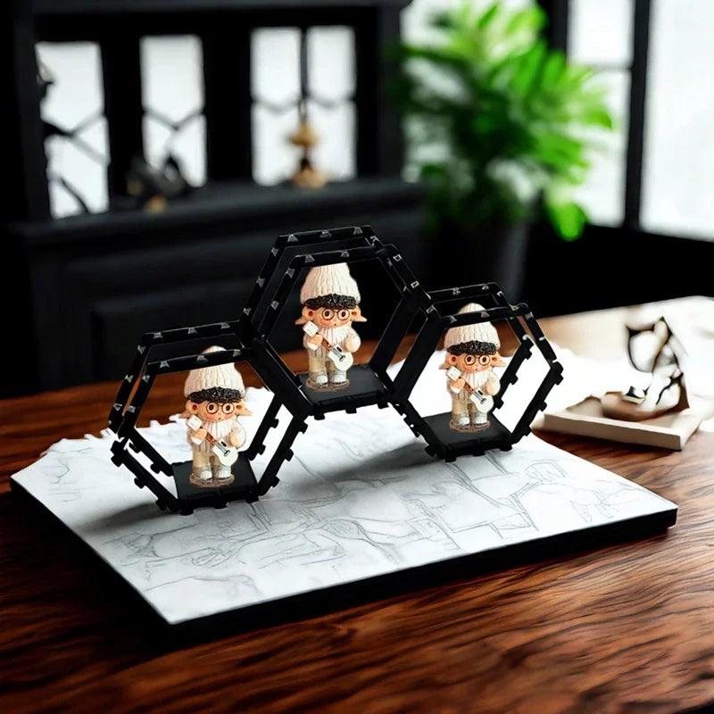 Hexagon Display Shelf for Action Figures Collectibles Multi-Color Home Decor Organizer | Stackable Modern Geometric Storage