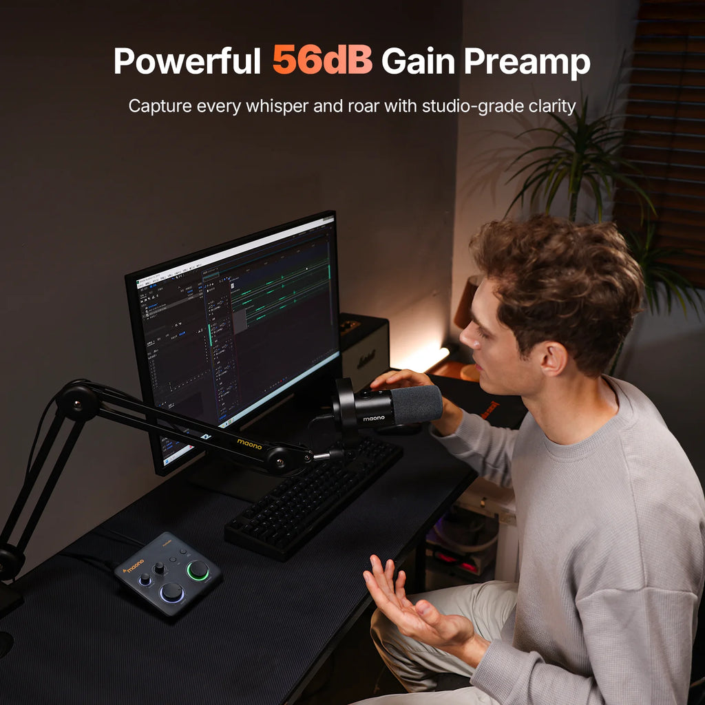 MAONO PS22 Lite USB Audio Interface for PC XLR Input Portable Recording Streaming Equipment Sound Card for Music Guitar DAW