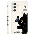 Cat Butterfly Phone Case For Samsung Galaxy A55 A35 A25 A15 A16 A06 A05 A05S A54 A34 A24 A14 A04 A04S A04E 4G 5G Cover