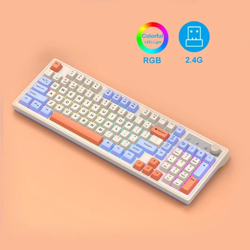 Dual Bluetooth Mechanical Keyboard Dual Modes BT5.0 2.4G Wireless Keyboard RGB Backlight Gaming Keyboard For  PC Laptop Tablet