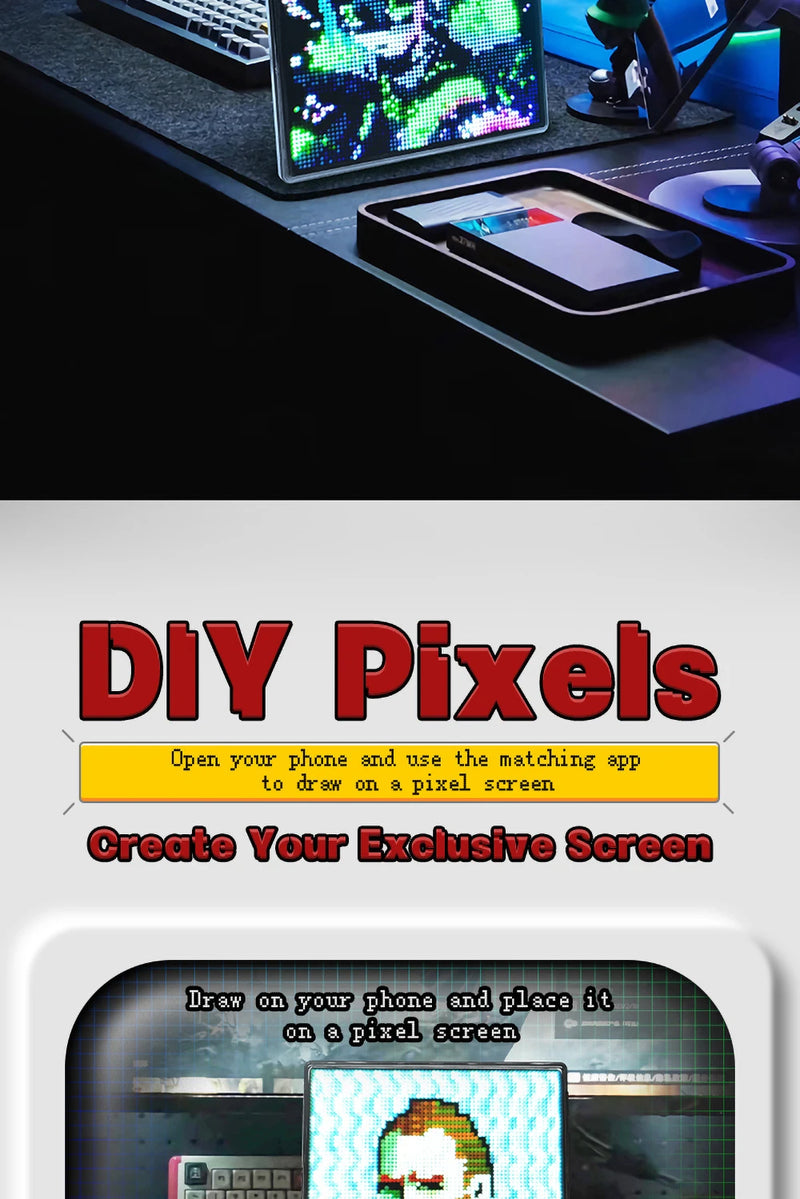 64X64 Smart LED Pixel Display RGB DIY Programmable Pixel APP Control Art Display Creative Animations For Gaming Room Decor