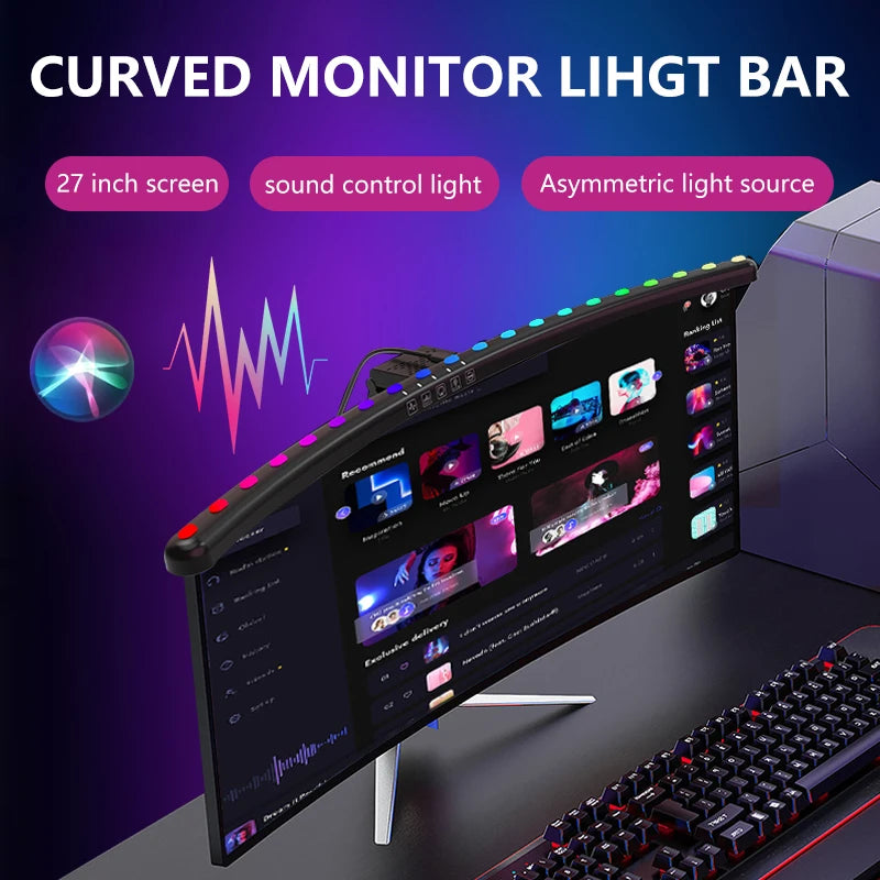 33-60cm Monitor Light Bar PC RGB Background Lighting Eye Protection Dimming Reading/Gaming/Work Lamp Timed Night Light