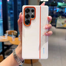 Colorful Faux Leather Red Lens Ring Raised Protective Lens Case For Samsung S25 Edge S25 Ultra Galaxy S24 + Camera Protect Cover