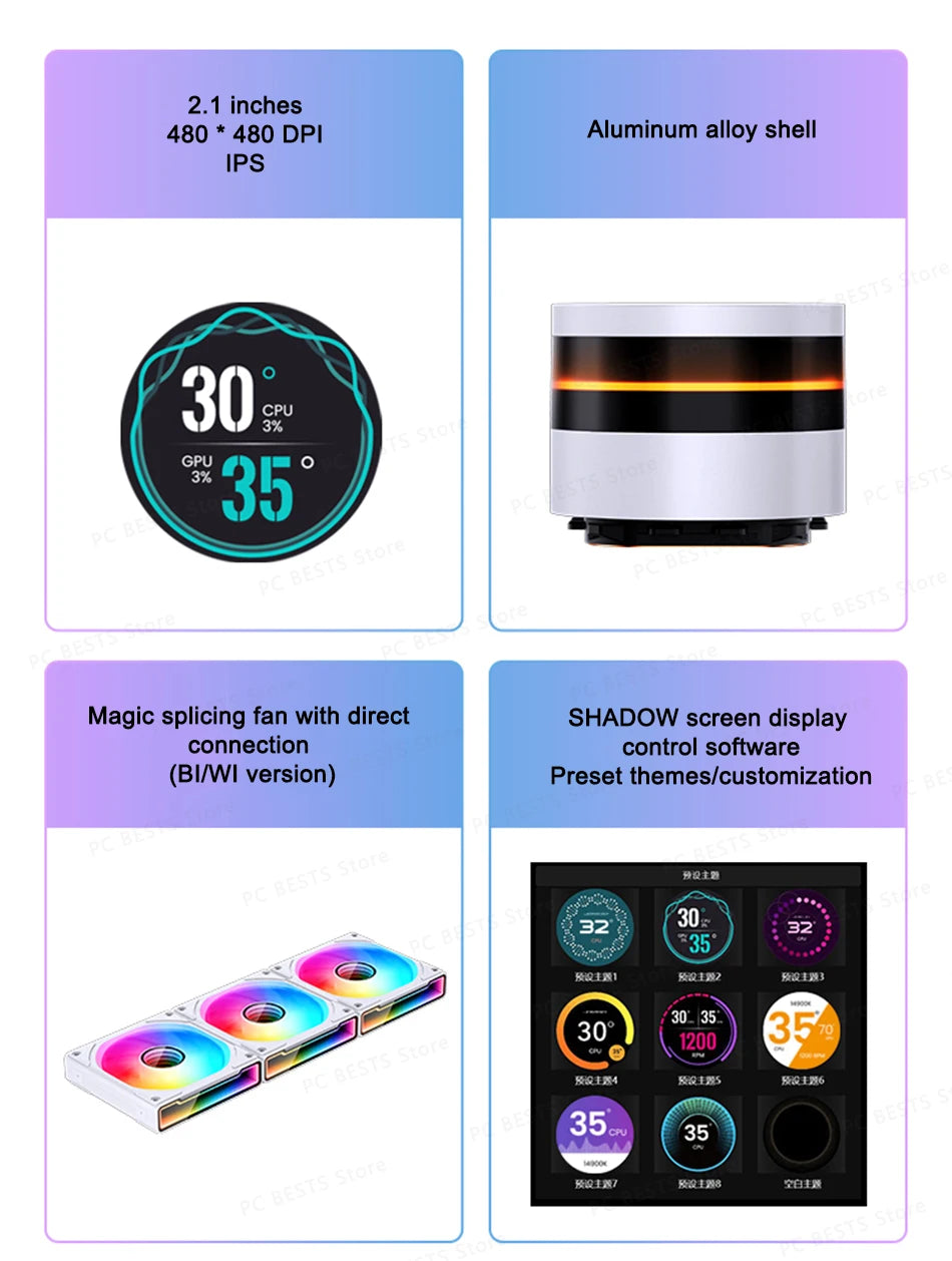 Jonsbo TF2-360SC Integrated Water-cooled Radiator ARGB IPS LCD Screen CPU All in one AIO CPU Liquid Cooling Intel 1700 115X AM5