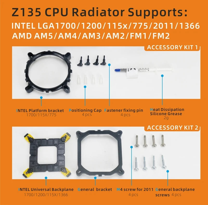Z135 All White CPU Cooler With 6 HeatPipes Support 1700/1200/115x/AM4 Efficient 4Pin PWM ARGB Fan Quiet Ventilador Radiator