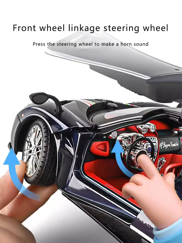 1:18 Pagani Fengshen Alloy Car Model Simulation Sound And Light Return Toy Car Metal Sports Car Boy Collection Ornaments Gift