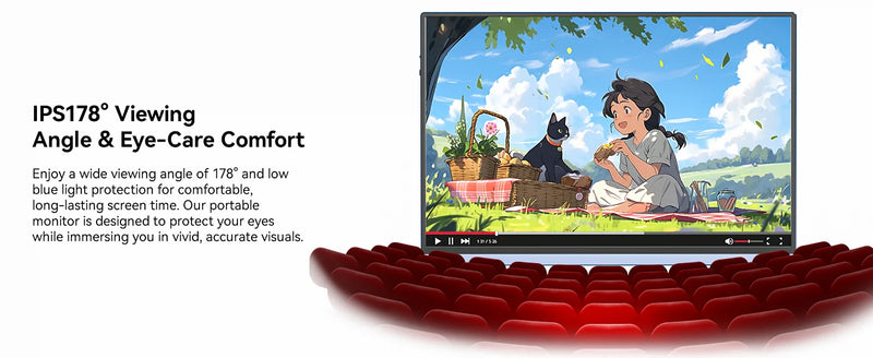 VEOUT 16inch Portable Monitor with USB-C 1920 * 1200P IPS, Freesync HDMI Gaming Monitor with Kickstand, Available in Four Colors