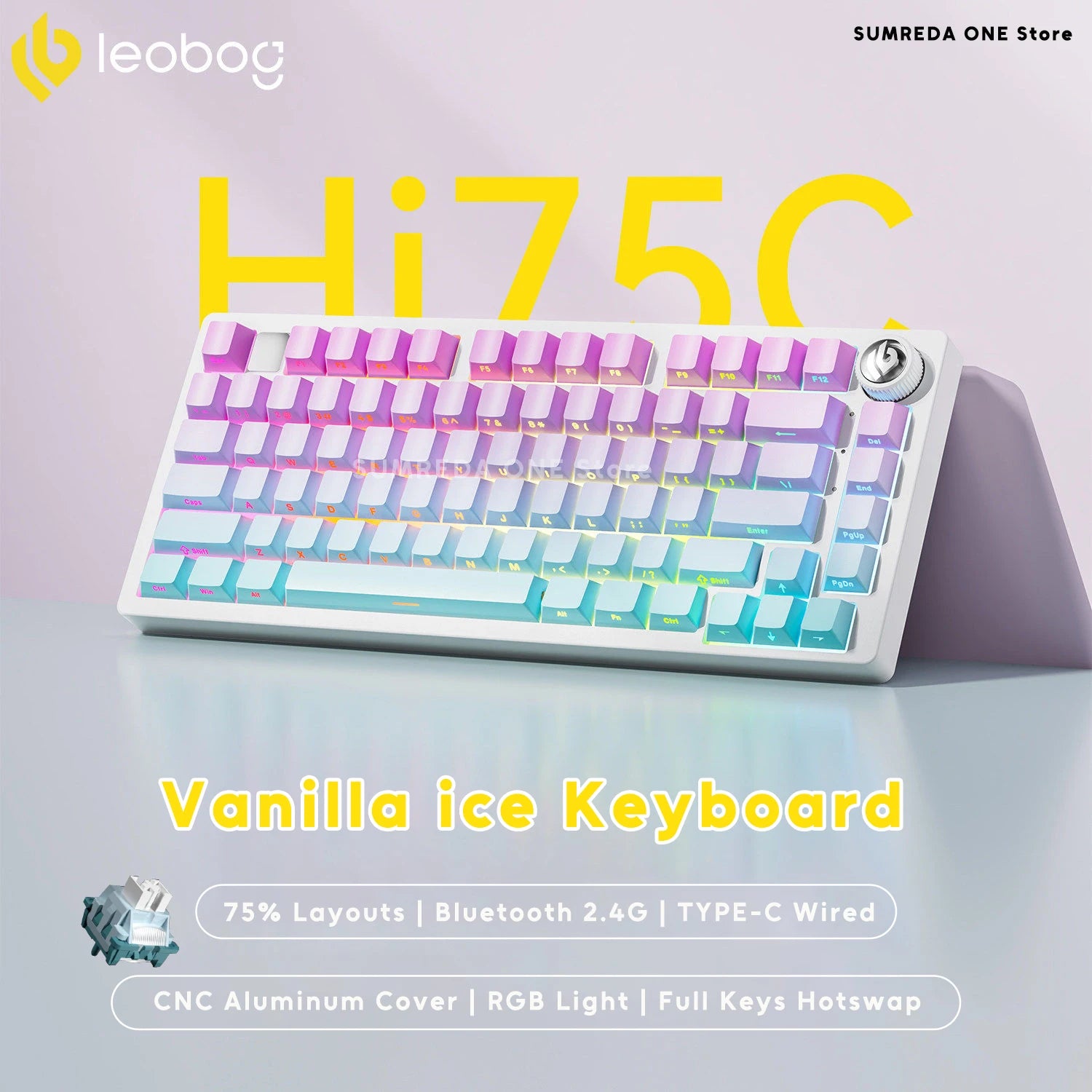 Leobog Hi75C Pro Aluminum Gasket Mechanical Keyboard | Wireless Tri-Mode, Hot-Swap & RGB | 75% Custom Gaming Keyboard