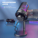 FIFINE USB Microphone for Recording and Streaming on PC and Mac,Headphone Output and Touch-Mute Button,Mic with 3 RGB Modes -A8