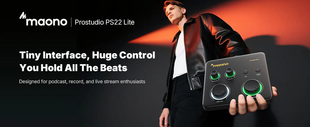 MAONO PS22 Lite USB Audio Interface for PC XLR Input Portable Recording Streaming Equipment Sound Card for Music Guitar DAW