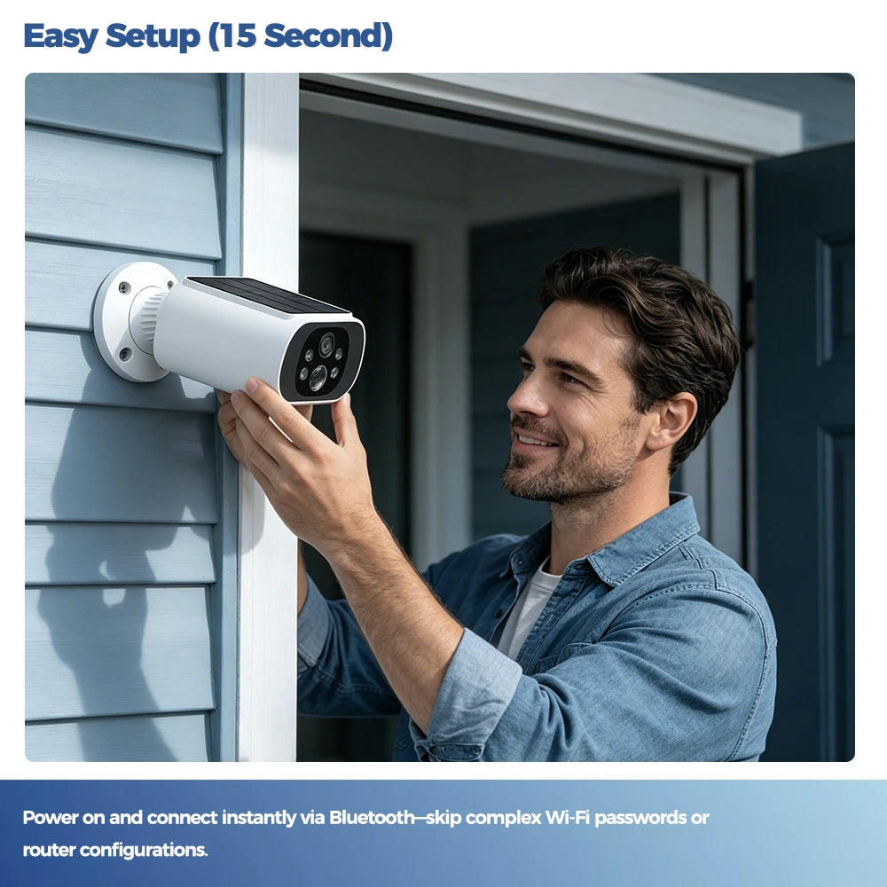 Solar Camera WIFI Outdoor Wireless Security Cam 2.5K Ultra Standby Time PIR Smart Light Color Night Vision AI Detect Battery Cam