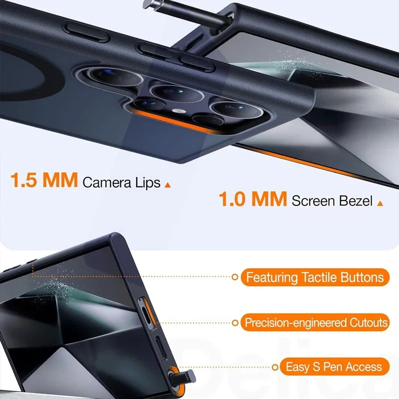 UYUXIO Magnetic Stand Mobile Phone Case for Samsung Galaxy S25 Ultra S24 S23 FE S22 Plus Cover with Kickstand Cases with Holder