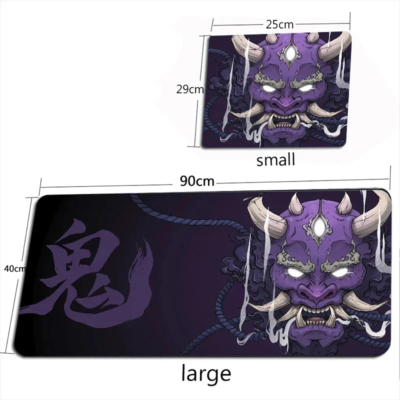 Japanese Anime Black Oni Mouse Pad Gamer Desk Mat 900x400 Non-Slip Rubber Large Playmat for Office Gaming Accessories for Gamer