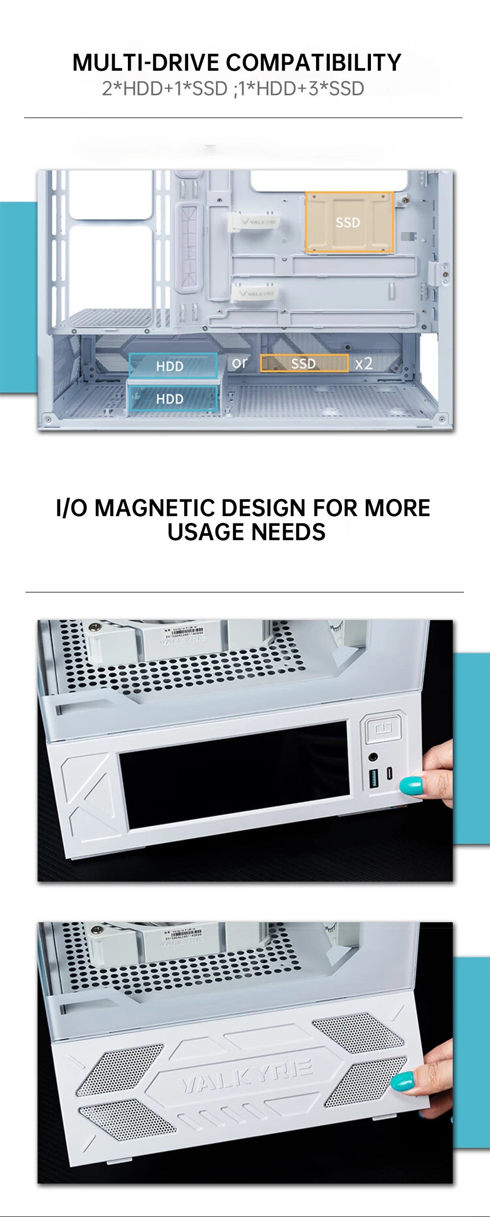 VALKYRIE PC Case VK03 ATX Gaming Desktop 6.2 in Touchscreen Removable 270° Sea View Room Supports 360 Water Cooled Computer Case