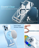 Clear Magnetic Phone Case for iPhone 16 15 14 Pro Max 13 12 11 Mini with Kickstand for MagSafe Wireless Charging Back Cover