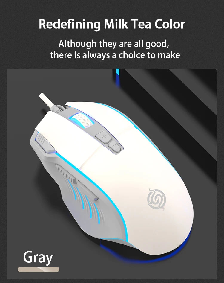 K-Snake Q6 Wired USB Gaming Mouse Desktop PC/Notebook Home Office Glow 8 Button Mouse 7200DPI Macro Programming