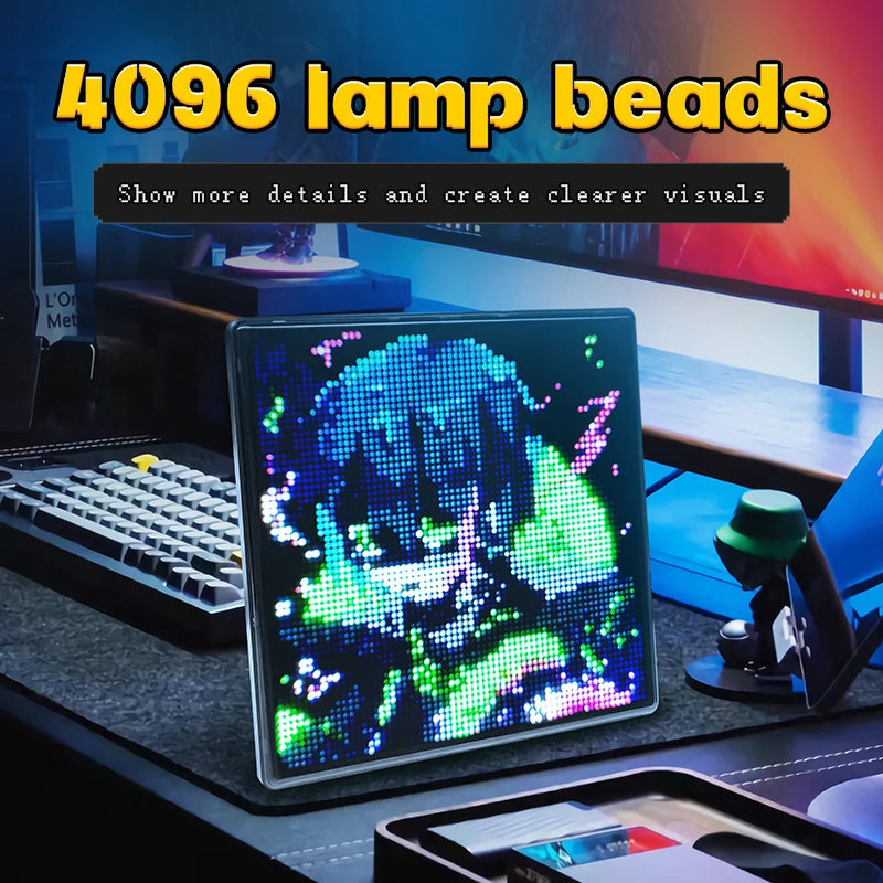 64X64 Smart LED Pixel Display RGB DIY Programmable Pixel APP Control Art Display Creative Animations For Gaming Room Decor