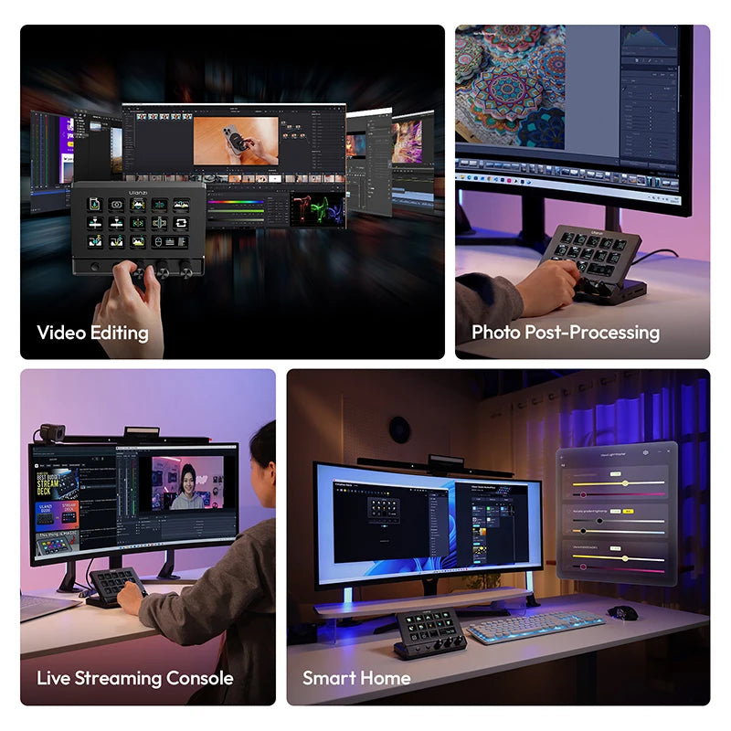 Ulanzi D200X All-in-One Creative Deck Studio Controller for Video/Photo Editing 8-in-1 Docking Station with Audio Jack 4K HDMI