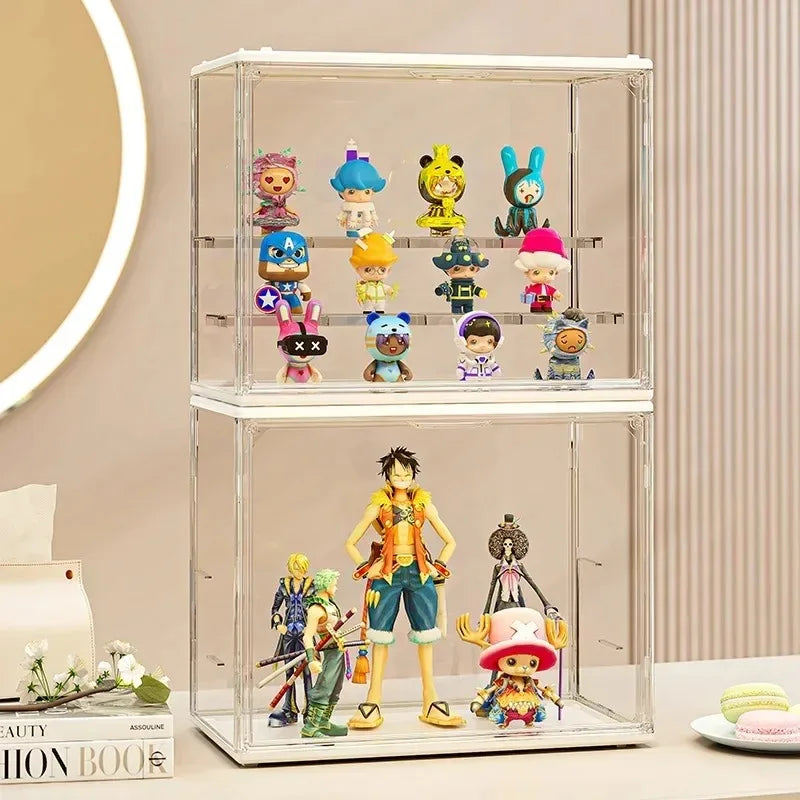 Large Capacity Dustproof Acrylic Display Case Blind Box Collectible Action Figure Mini Doll Desktop Storage Showcase Organizer