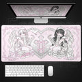 Anime Kawaii Girls PC Gaming Mouse Pad Pink Best Friend Computer Office Accessories Large Gamer Non-slip Keyboard Expansion Pads
